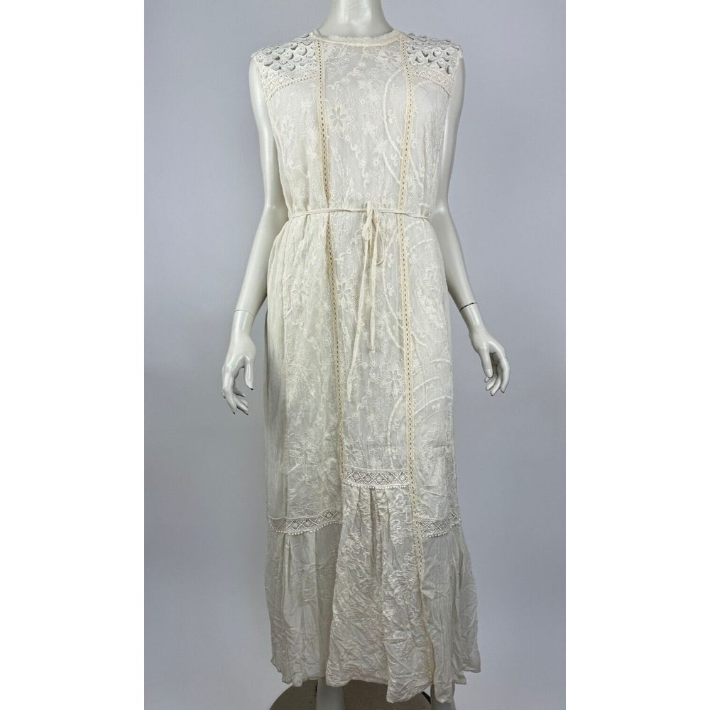 Anthropologie Marguerite Lace Dress Women LP NWT Sleeveless CrewNeck Embroidered